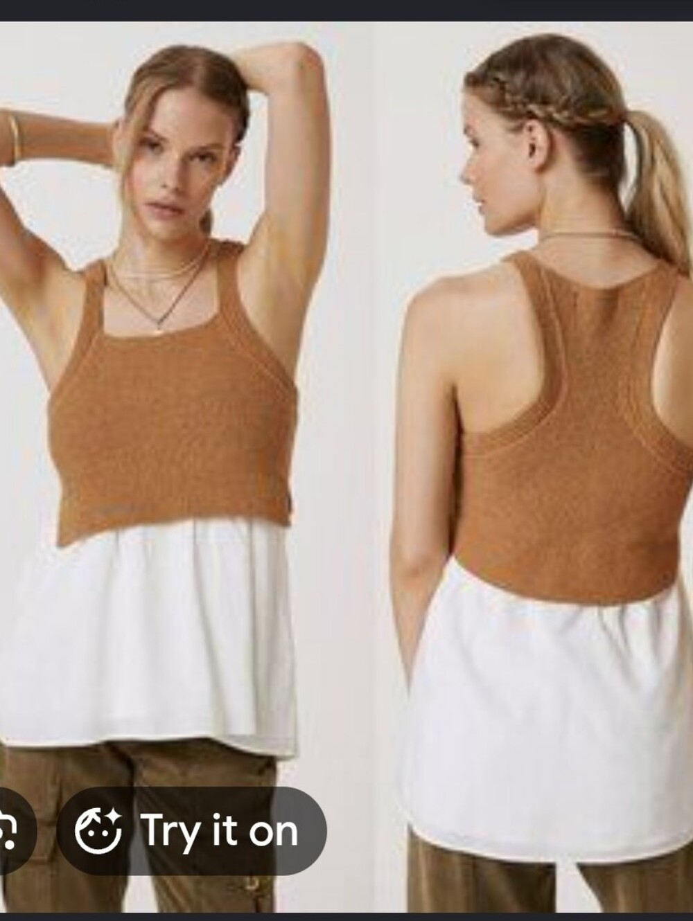 Anthropologie Jenna Twofer Sweater Tank Mixed Media Soft Neutral